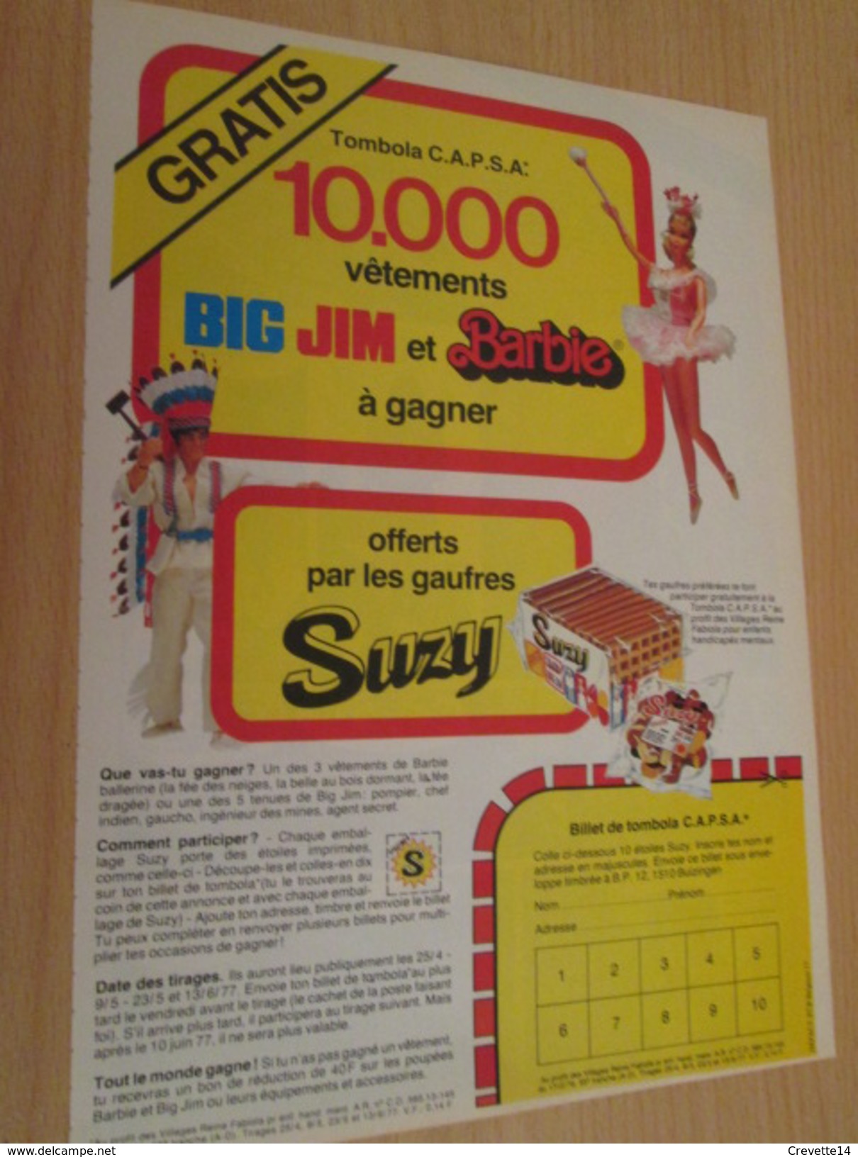 TOMBOLA BIG JIM Et BARBIE  Pour  Collectionneurs ... PUBLICITE MATTEL Page De Revue Des Années 70 - Barbie