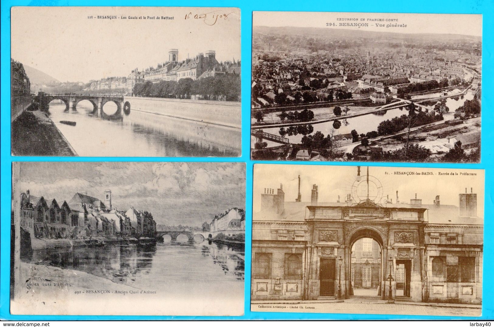 Lot De 12 Cpa  Carte Postale Ancienne - Besancon Quai D Arenes Le Doubs A Tarragonz Rue Pasteur Ect - Besancon