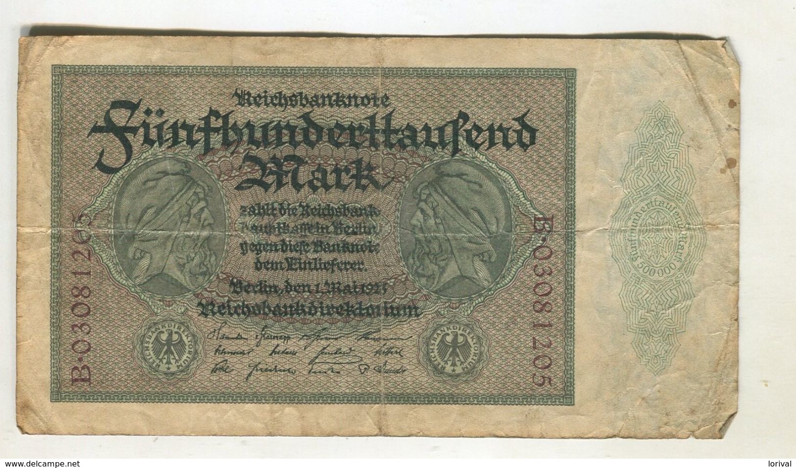 500000  MARK 1/03/1923 F+ 3 - 500.000 Mark