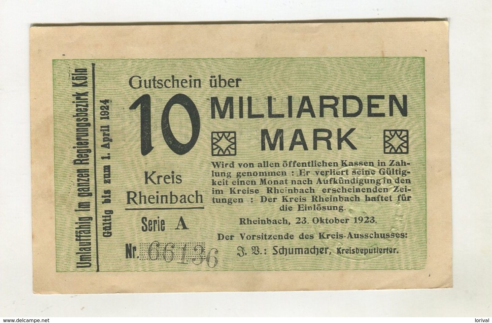 10 MO MARK 23/08/1923 F 3 - 10 Milliarden Mark