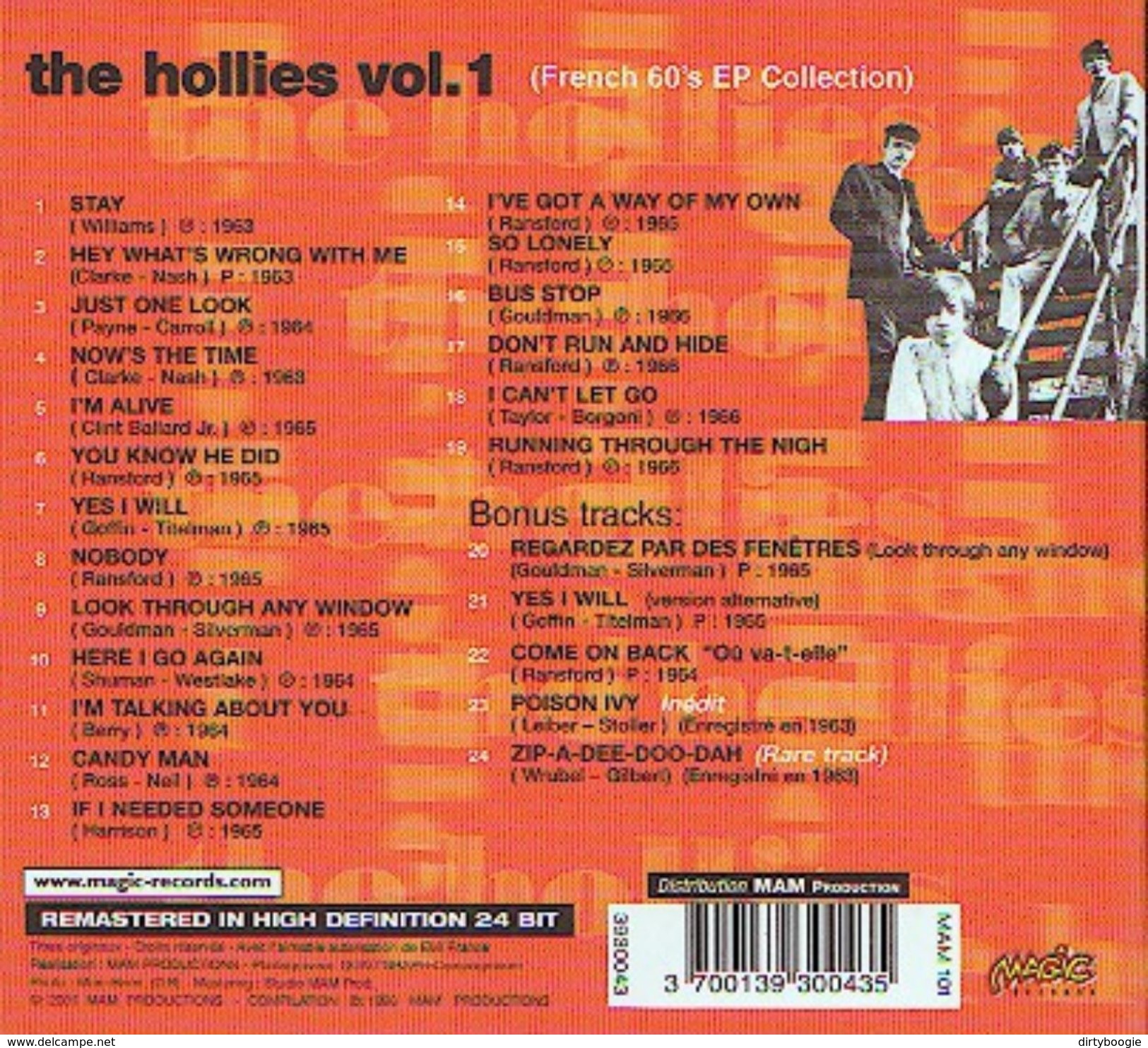 The HOLLIES - Vol. 1 (French 60's EP Collection) - CD - MAGIC RECORDS - Rock