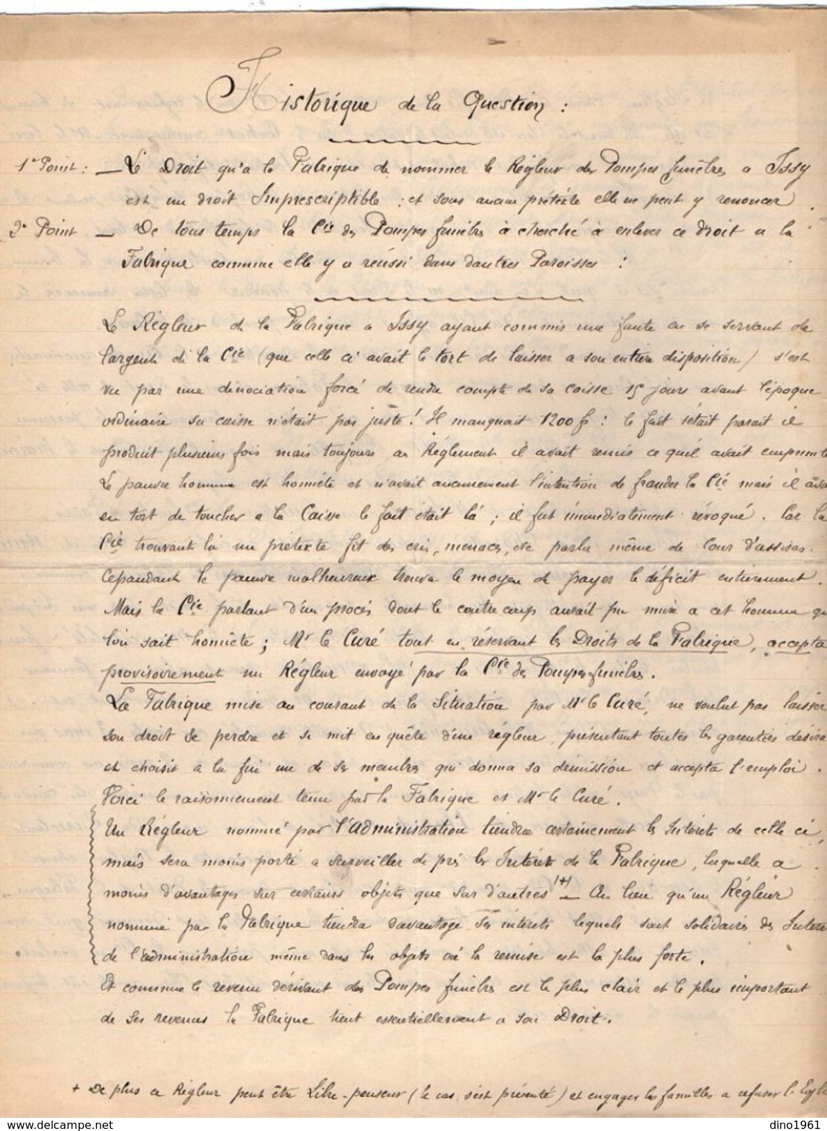 VP11.811 - Lot de Documents la Ville d' ISSY & Mr le Baron de VAUX Directeur des Pompes Funèbres à PARIS