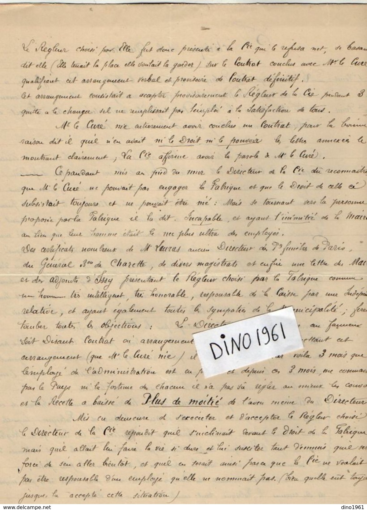 VP11.811 - Lot de Documents la Ville d' ISSY & Mr le Baron de VAUX Directeur des Pompes Funèbres à PARIS