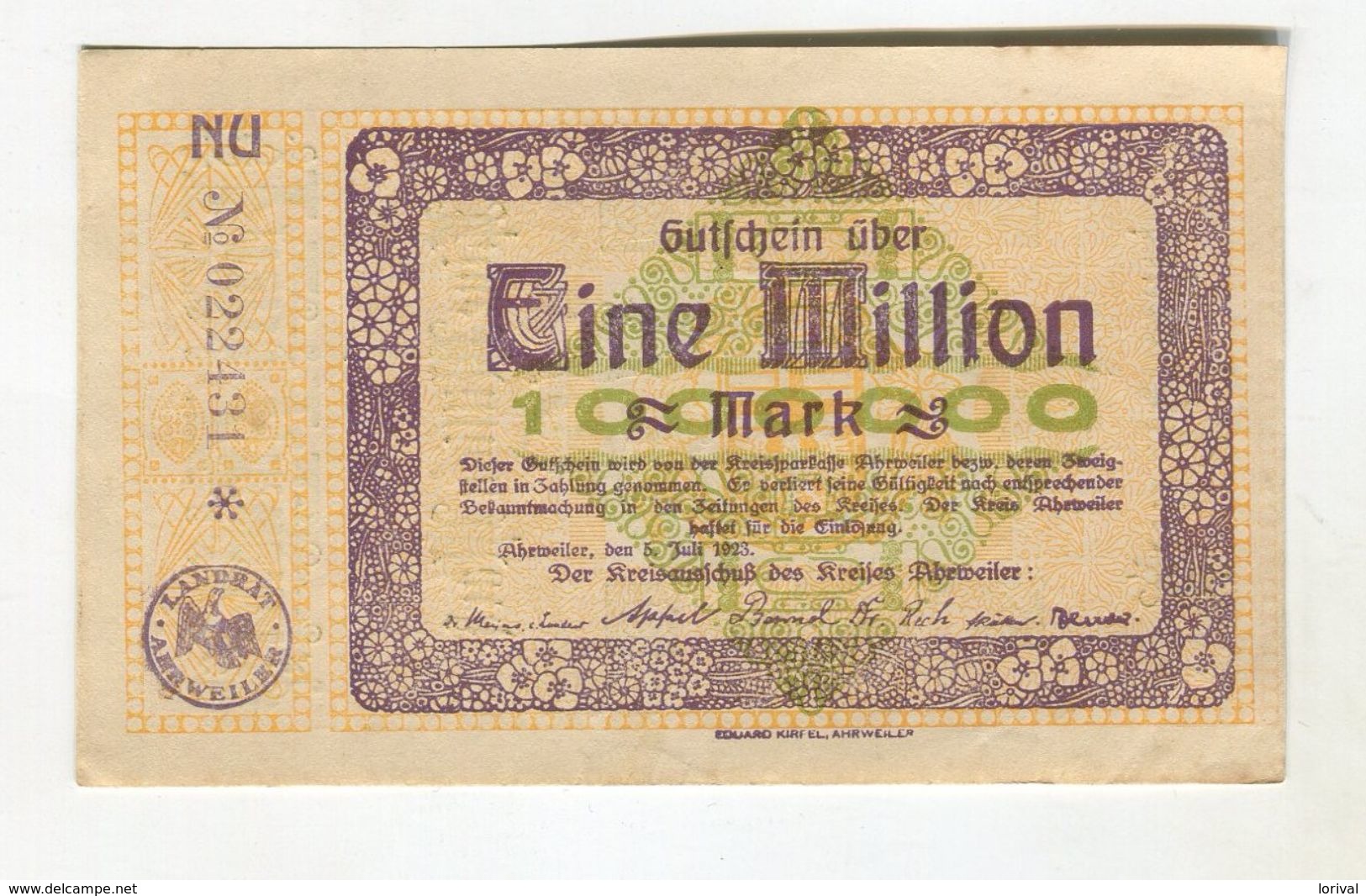 1 MO  MARK 5/06/1923 F+ 4 - 1 Million Mark