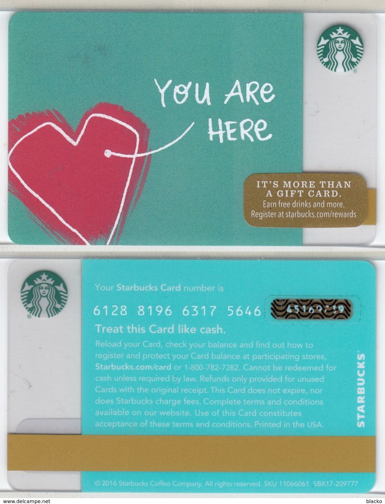 Starbucks - USA - 2016 - CN 6128 8196 You Are Here - Gift Cards