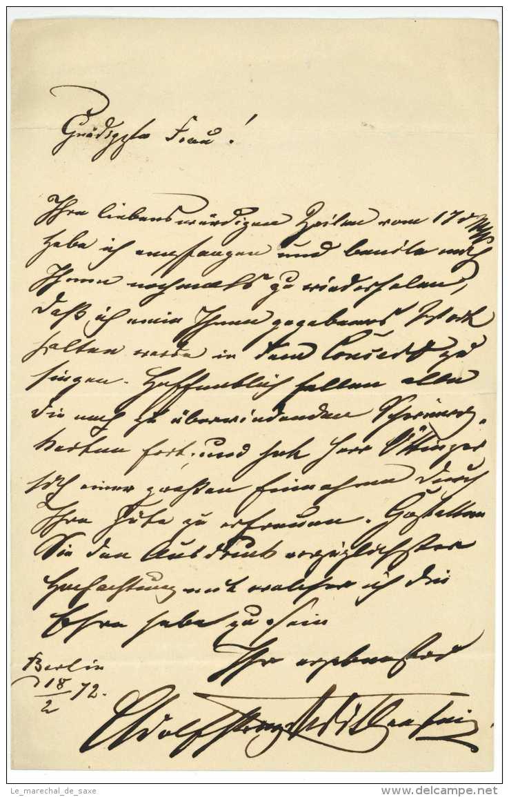 SAYN-WITTGENSTEIN-HOHENSTEIN, Adolph Karl Franz, Prinz Von (1839 &ndash;1872). Bekannt Als Sänger Unter Dem Pseudonym &b - Documents Historiques