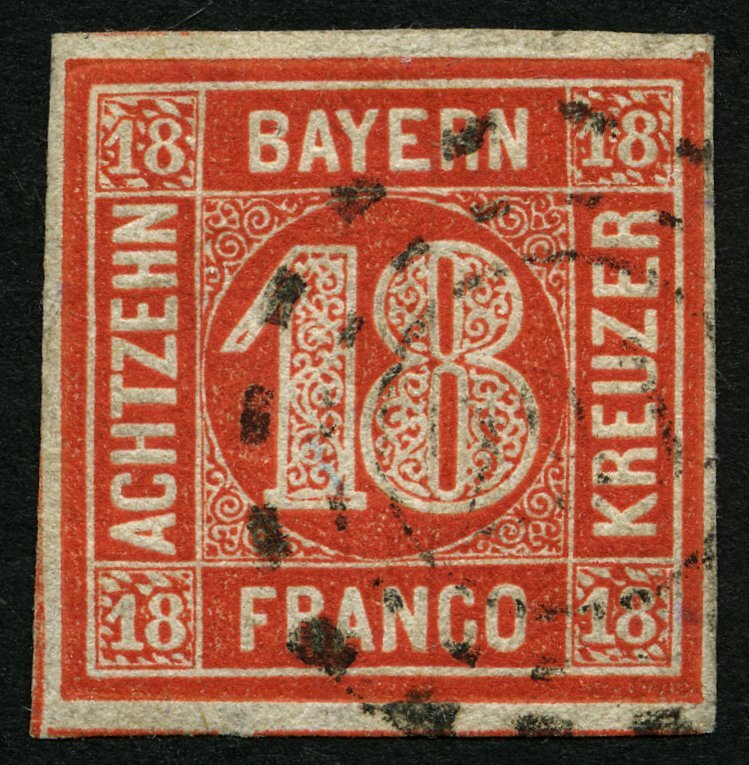 BAYERN 13a O, 1862, 18 Kr. Zinnoberrot, Pracht, Gepr. Pfenninger, Mi. 200.- - Sonstige & Ohne Zuordnung