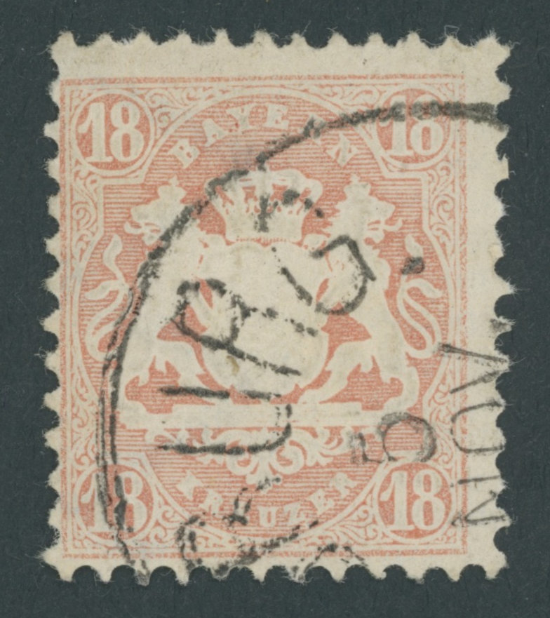 BAYERN 27Xa O, 1870, 18 Kr. Mattziegelrot, Wz. Enge Rauten, Pracht, Gepr. Brettl, Mi. 300.- - Other & Unclassified