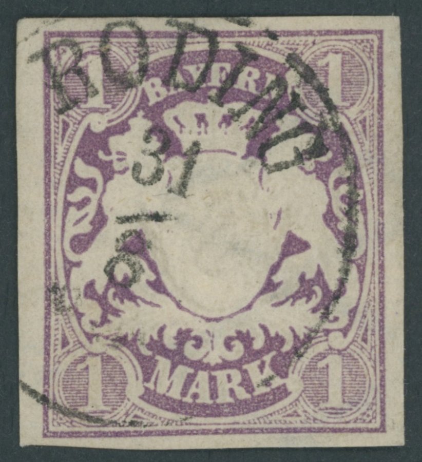 BAYERN 30a O, 1874, 1 M. Violett, K1 RODING, Kabinett, Gepr. Pfenninger - Other & Unclassified