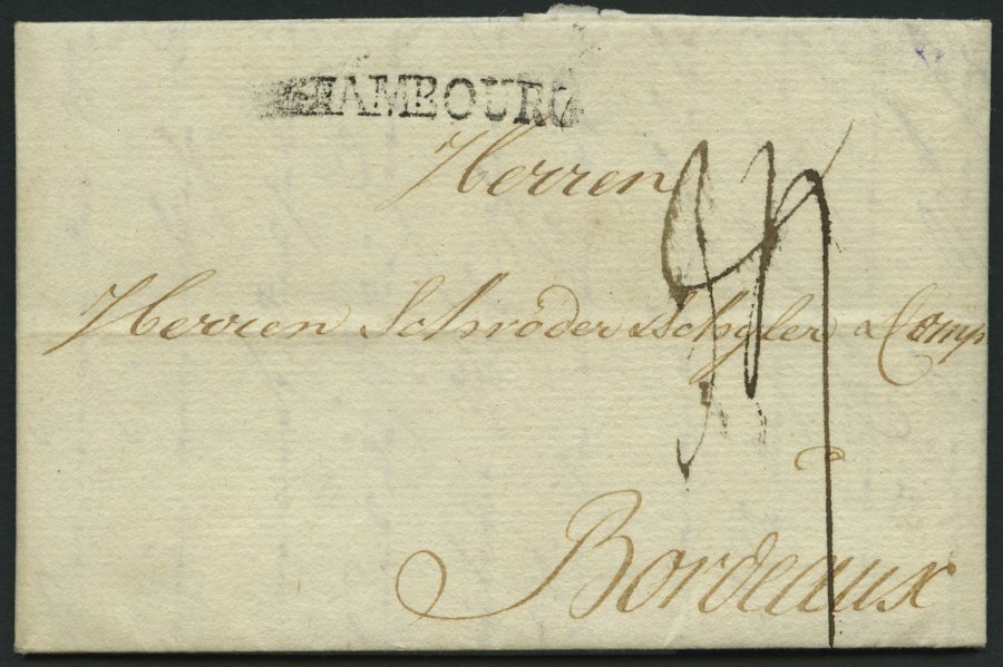 HAMBURG VORPHILA 1781, HAMBOURG, L1 Auf Brief Nach Bordeaux, Feinst - Vorphilatelie