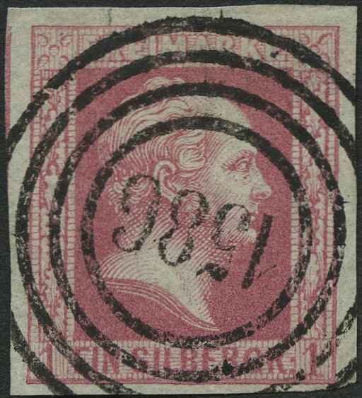 PREUSSEN 6ax O, 1857, 1 Sgr. Rosa, Dünnes Papier, Nummernstempel 1586 (WARTENBERG), Kabinett, Gepr. Flemming, Mi. (140.- - Sonstige & Ohne Zuordnung
