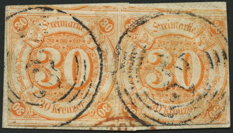 THURN Und TAXIS 25 Paar BrfStk, 1859, 30 Kr. Orange Im Waagerechten Paar, Die Marken Je Einseitig Berührt Sonst Meist Ri - Other & Unclassified