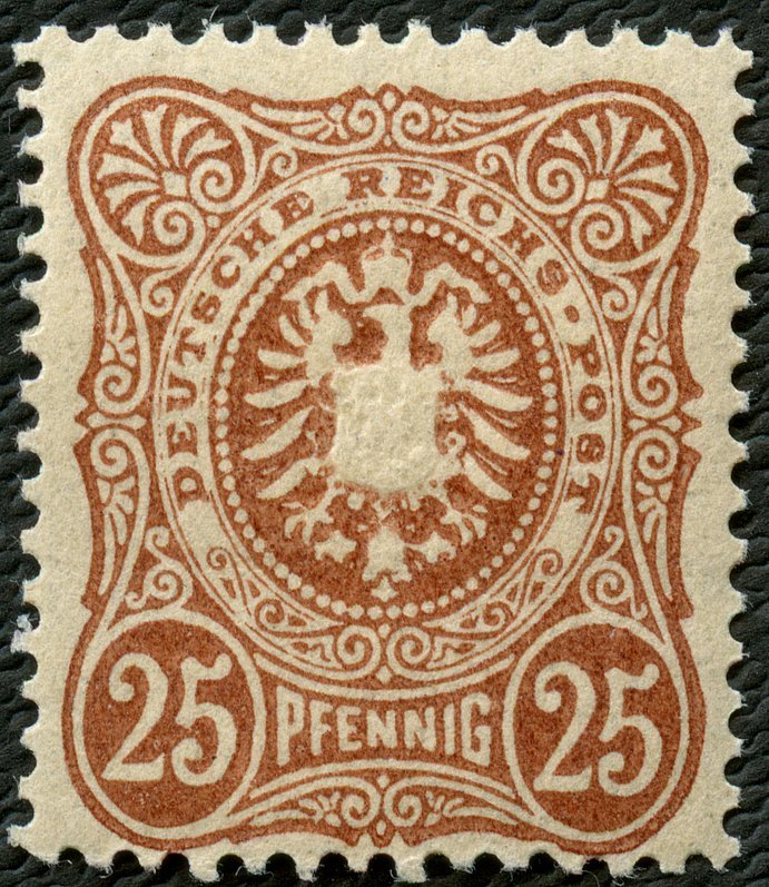 Dt. Reich 43c **, 1887, 25 Pf. Orangebraun, Postfrisch, Pracht, Kurzbefund Wiegand, Mi. 100.- - Gebraucht