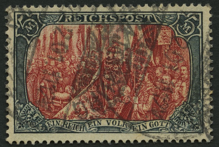 Dt. Reich 66II O, 1900, 5 M. Reichspost, Type II, Pracht, Fotoattest Jäschke-L., Mi. 500.- - Sonstige & Ohne Zuordnung