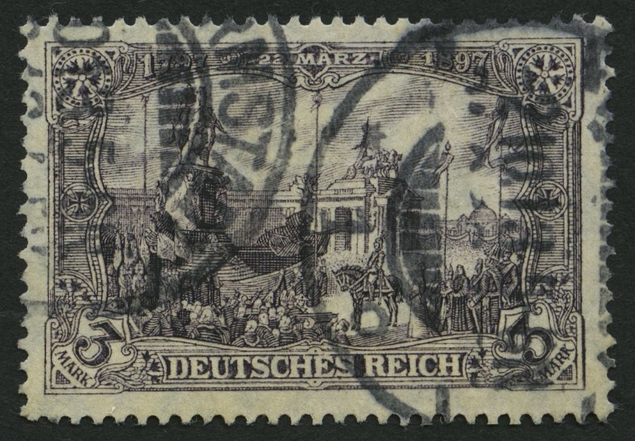 Dt. Reich 96AIa O, 1911, 3 M. Schwärzlichviolett Friedensdruck, Pracht, Gepr. Jäschke, Mi. 65.- - Sonstige & Ohne Zuordnung