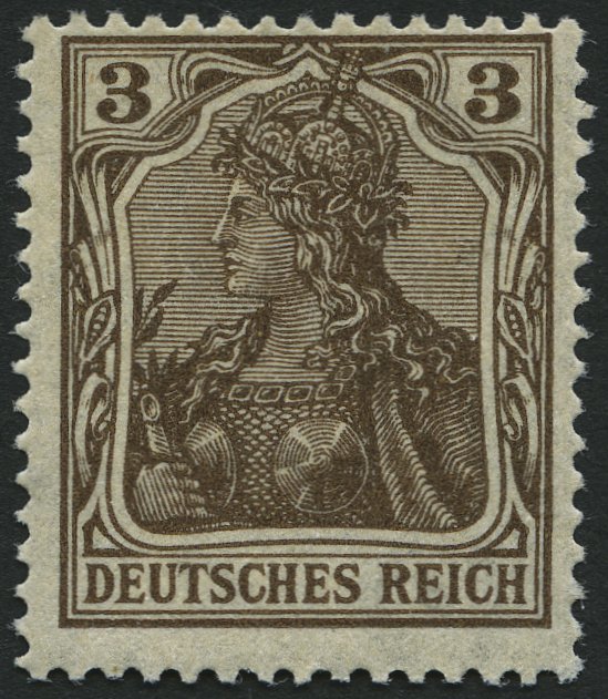 Dt. Reich 84IIb **, 1918, 3 Pf. Schwärzlichbraun Kriegsdruck, Pracht, Gepr. Jäschke, Mi. 70.- - Sonstige & Ohne Zuordnung
