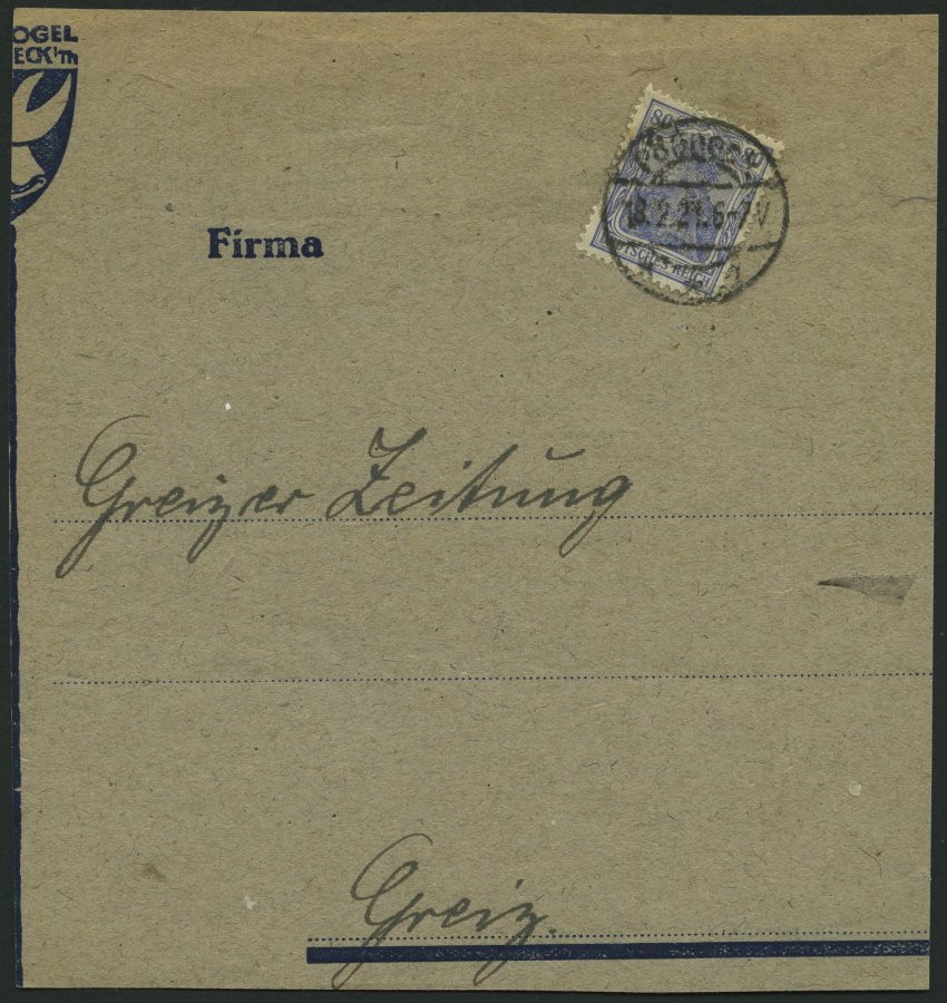 Dt. Reich 149bII BrfStk, 1921, 80 Pf. Grauultramarin, Type II, Auf Großem Briefstück, Pracht, Gepr. Weinbuch, Mi. (100.- - Used Stamps