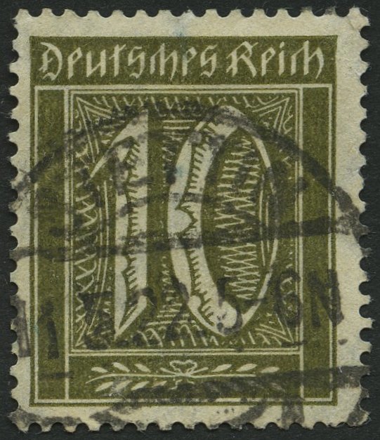 Dt. Reich 178 O, 1922, 10 Pf. Braunoliv, Wz. 2, üblich Gezähnt Pracht, Gepr. Gaedicke, Mi. 240.- - Used Stamps