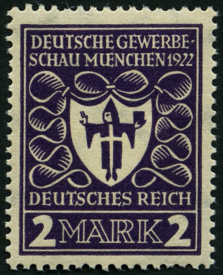 Dt. Reich 200b **, 1922, 2 M. Dunkelpurpurviolett Gewerbeschau, üblich Gezähnt Pracht, Gepr. Dr. Oechsner, Mi. 80.- - Used Stamps