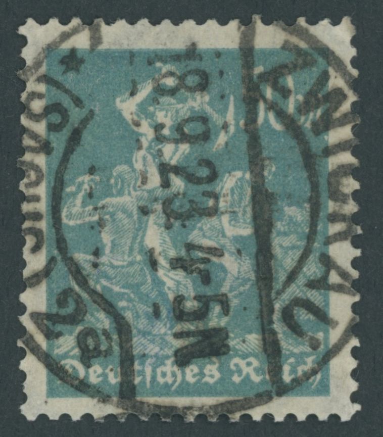 Dt. Reich 245 O, 1923, 50 M. Bläulichgrün, Ein Paar Kurze Zähne Sonst Pracht, Gepr. Dr. Düntsch (voll Signiert), Mi. 150 - Used Stamps