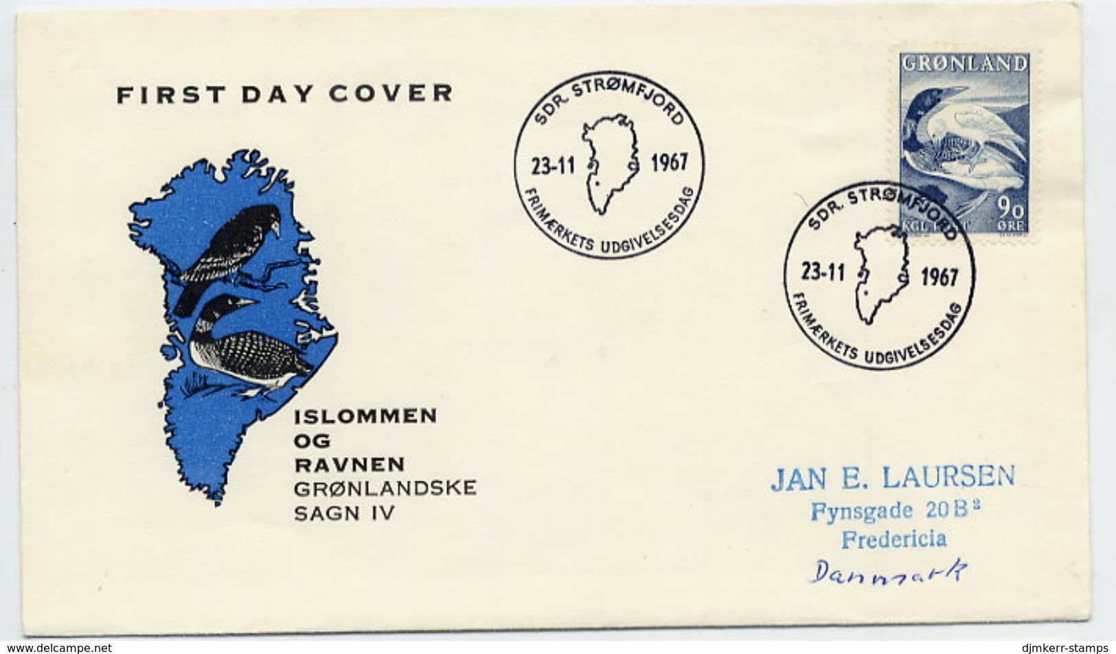 GREENLAND 1967 Greenlandic Sagas IV  On FDC.  Michel 68 - FDC