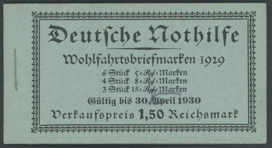 ZUSAMMENDRUCKE MH 28.2 **, 1929, Markenheftchen Nothilfe, Nicht Durchgezähnt, Pracht, Mi. 1100.- - Zusammendrucke