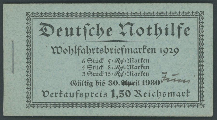 ZUSAMMENDRUCKE MH 28.2. **, 1929, Markenheftchen Nothilfe, Nicht Durchgezähnt, Heftchenblatt 64B, Pracht, Mi. 1100.- - Zusammendrucke