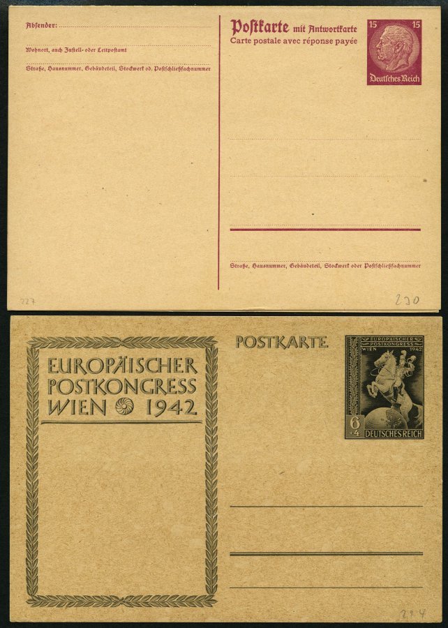 GANZSACHEN 1933-44, Partie Von 70 Verschiedenen Ungebrauchten Karten, Feinst/Pracht - Sonstige & Ohne Zuordnung