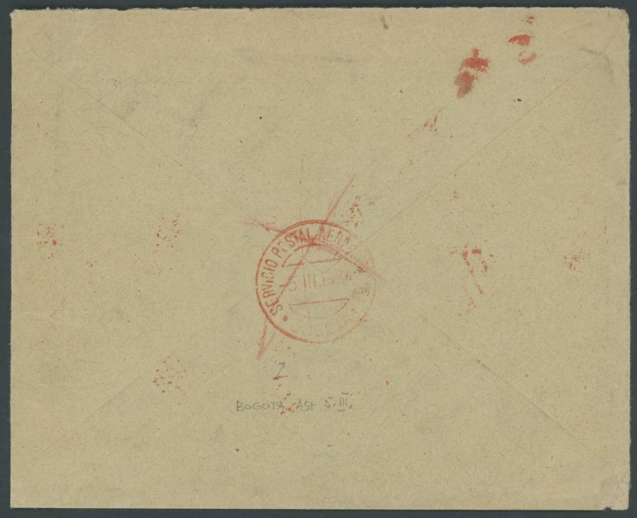 SONDERFLÜGE, FLUGVERANST. 1924, Luftpostbrief An Die Banco Central In Bogota/Columbia Mit 6x 10 C. SCADTA-Handstempelmar - Airmail & Zeppelin