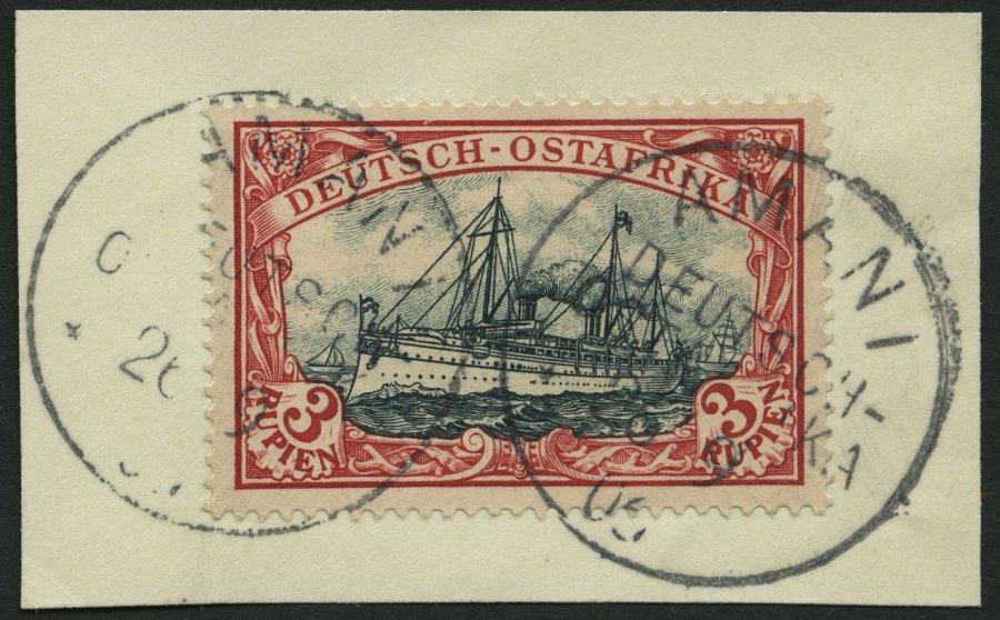 DEUTSCH-OSTAFRIKA 21b BrfStk, 1901, 3 R. Dunkelrot/grünschwarz, Ohne Wz., Stempel AMANI, Prachtbriefstück - German East Africa