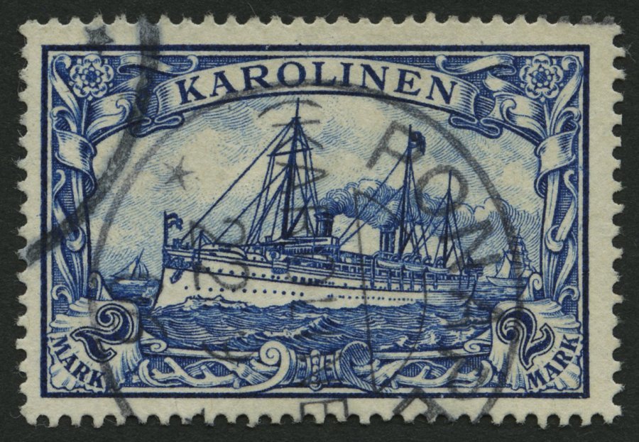 KAROLINEN 17 O, 1900, 2 M. Schwärzlichblau, Pracht, Gepr. Steuer, Mi. 100.- - Karolinen