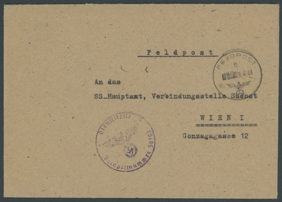 FELDPOST II. WK BELEGE 1942/44, SS-Leibstandarte Adolf Hitler: 3 Verschiedene Feldpostbriefe Mit Dienst- Und FP-Nummerns - Besetzungen 1938-45