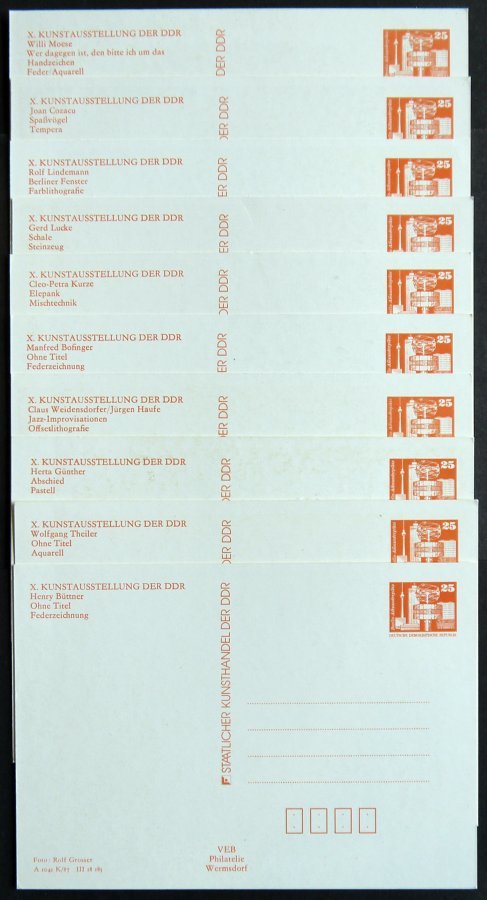 GANZSACHEN PP 19 BRIEF, 25 Pf. Orange, 10 Verschiedene Künstlerkarten, Ungebraucht, Pracht - Other & Unclassified