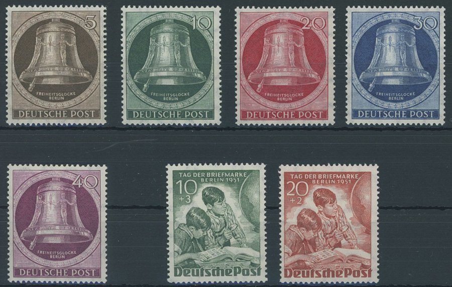 BERLIN 75-81 **, 1951, Glocke Links Und Tag Der Briefmarke, 2 Prachtsätze, Mi. 155.- - Sonstige & Ohne Zuordnung