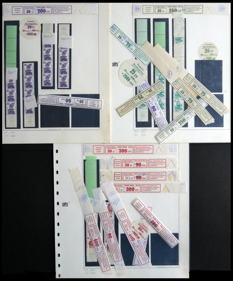 ROLLENMARKEN A. 694-703,773R **, 1971/3, Sammlung Unfallverhütung Mit Vielen Besseren Ausgaben, 3er-, 5er- Und 6er-Strei - Roller Precancels