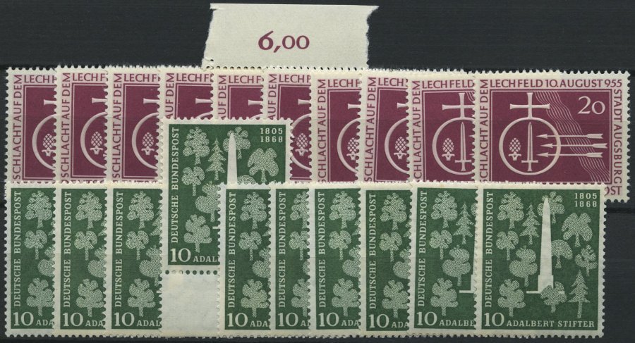 ENGROS 216,220 **, 1955, Lechfeld Und Stifter, Je 10x, Pracht, Mi. 145.- - Abarten Und Kuriositäten