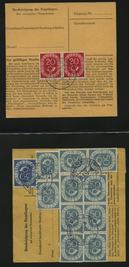 SAMMLUNGEN 1953/4, Interessante Sammlung Von 40 Paketkarten Mit Verschiedenen Posthorn-Frankaturen, Dabei Auch Einzelfra - Used Stamps