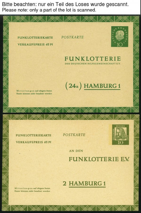 GANZSACHEN FP 7,9-13 BRIEF, 1959-69, 11 Ungebrauchte Funklotterie-Karten: FP 9 (3x), 11 (2x) Und 12 (3x), Pracht - Sammlungen