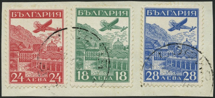 BULGARIEN 249-51 BrfStk, 1932, Luftpostausstellung Auf Briefstück, Prachtsatz, Mi. 90.- - Sonstige & Ohne Zuordnung