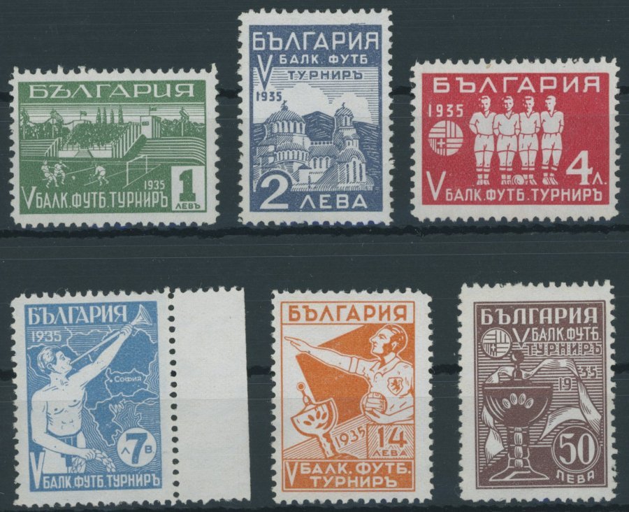 BULGARIEN 274-79 **, 1935, 5. Balkan-Fußball-Meisterschaft, Prachtsatz, Mi. 500.- - Other & Unclassified