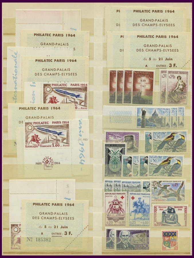 LOTS **, 1960-68, Saubere Postfrische Dublettenpartie Mit Dienst-u. Unescomarken, Mit Nr. 1480 5x, Meist Pracht, Günstig - Sonstige & Ohne Zuordnung