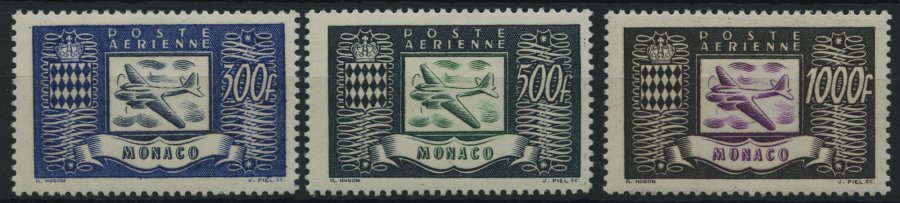 MONACO 394-96 *, 1949, Flugzeug, Falzrest, Prachtsatz - Sonstige & Ohne Zuordnung