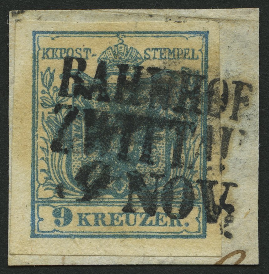 ÖSTERREICH 5X BrfStk, 1850, 9 Kr. Blau, Handpapier, Type III, L3 BAHNHOF ZWITTAU, Prachtbriefstück - Gebraucht