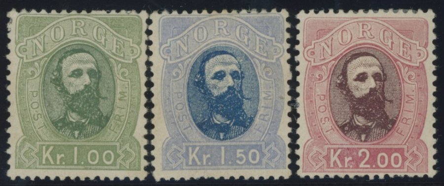 NORWEGEN 32-34 *, 1878, König Oskar II, Gummireste, Feinst, Mi. 110.- - Sonstige & Ohne Zuordnung