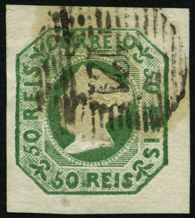 PORTUGAL 3a O, 1853, 5 R. Grün, Nummernstempel 121, Allseits Breitrandig, Farbfrisch, Kabinett, Gepr. Roumet, Mi. (1300. - Gebraucht