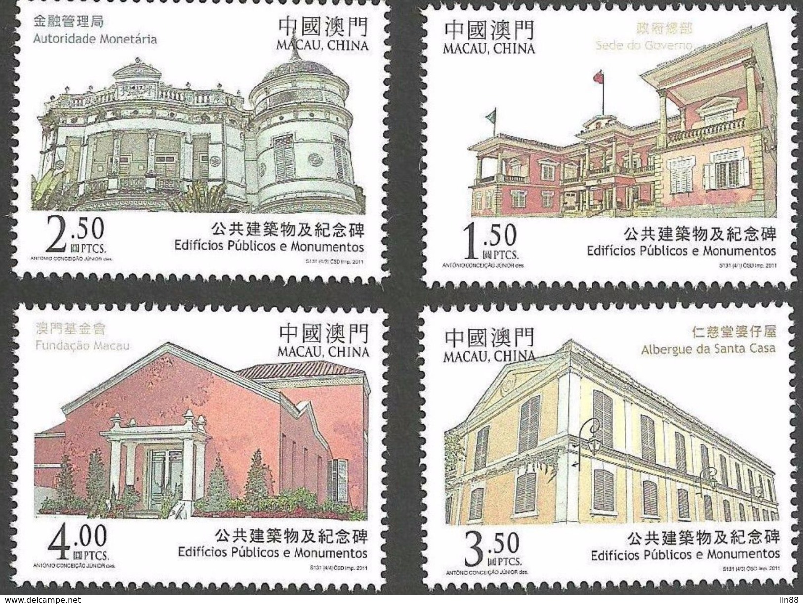 Macau 2011 Public Buildings And Monuments Set Of 4 MNH - Nuevos