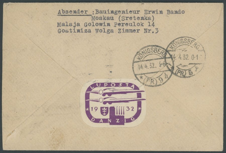 SOWJETUNION 399 VB BRIEF, 1932, 20 K. Luftschiff über Dem Moskauer Kreml Im Viererblock Auf Einschreib-Luftpostbrief Nac - Used Stamps