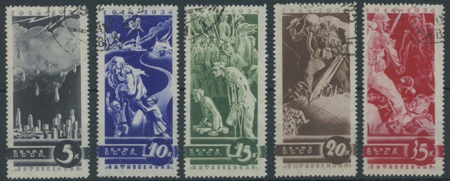 SOWJETUNION 494-98 O, 1935 Erster Weltkrieg, üblich Gezähnt Pracht, Mi. 110.- - Used Stamps