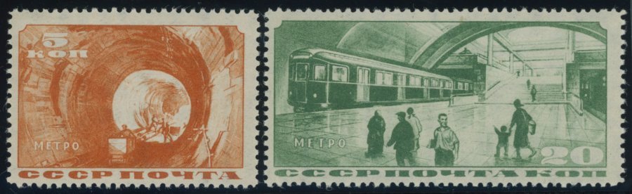 SOWJETUNION 509,512Y **, 1935, 5 Und 20 K. Moskauer U-Bahn, Wz. Liegend, 2 Prachtwerte, Mi. 500.- - Gebraucht