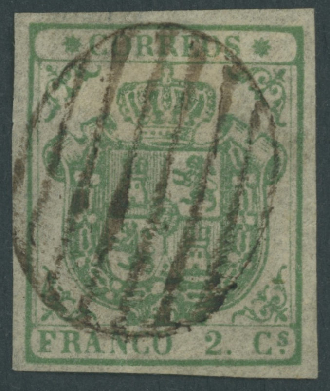 SPANIEN 24w O, 1854, 2 Cs. Grün, Kabinett, Mi. 500.- - Sonstige & Ohne Zuordnung